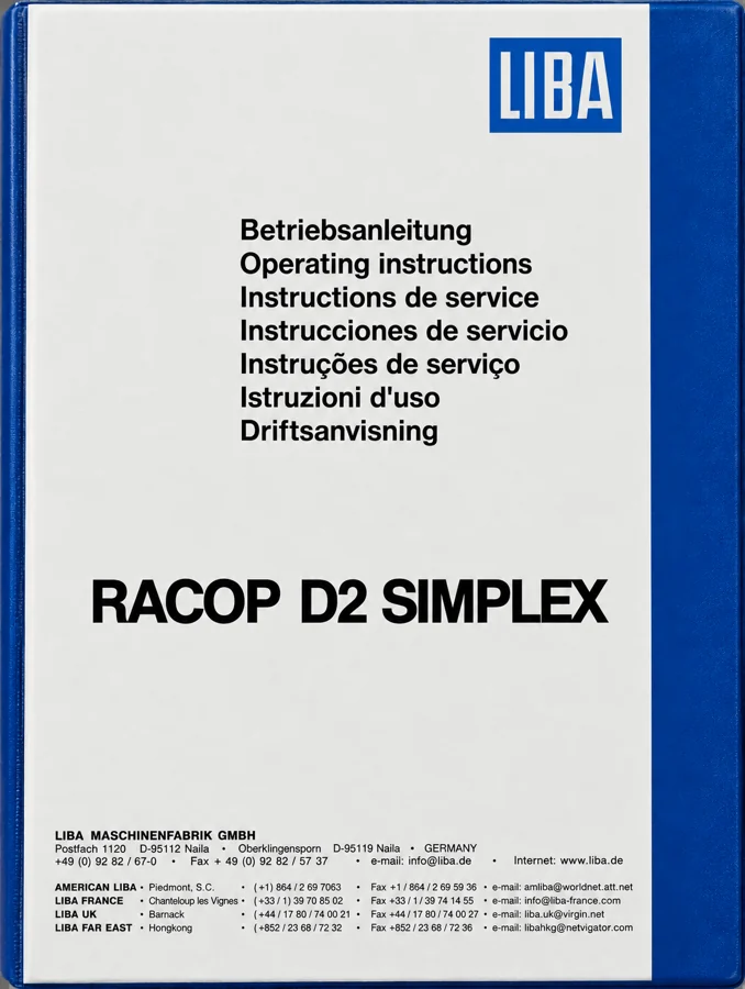 LIBA RACOP D2 SIMPLEX — Instruction book (PDF)